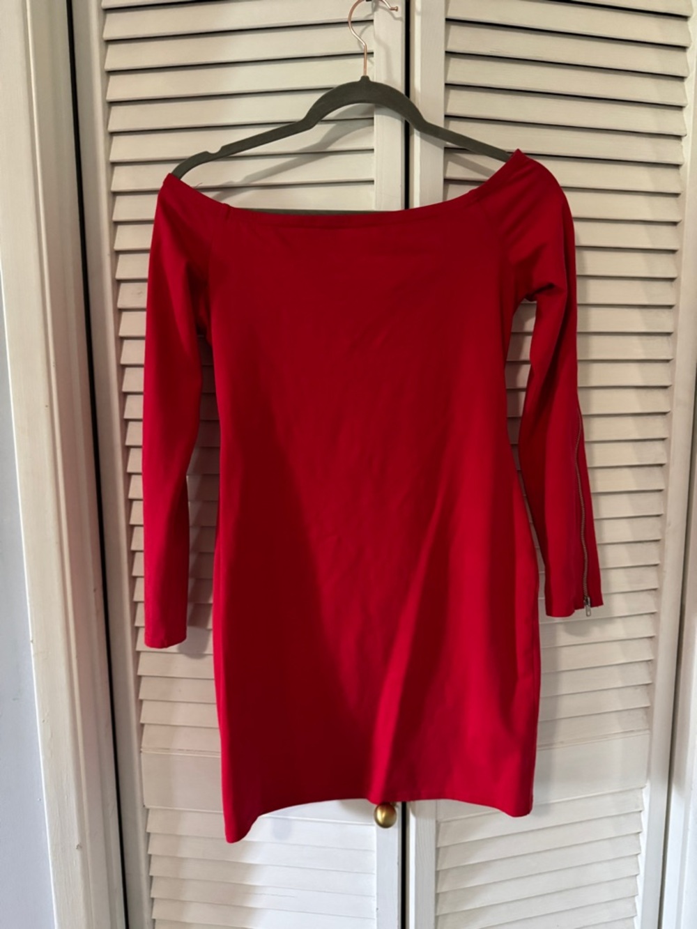 by the way. Red Off-the-Shoulder Long Sleeve Dress